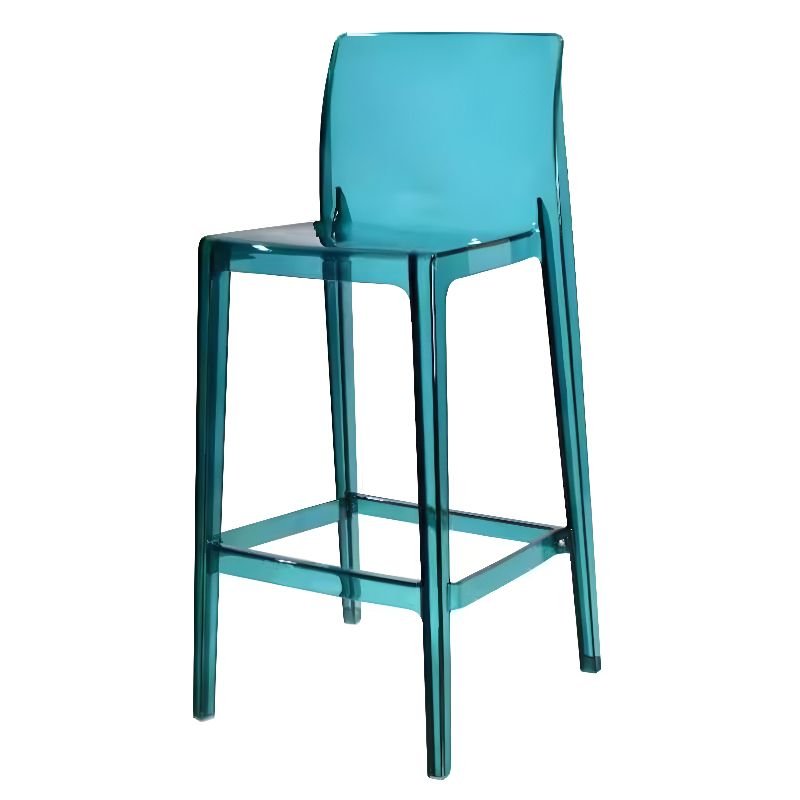 Azure Modern Simple Style Synthetic Material Equestrian Seat Bar Stools with Backrest and Leg Rest for Pub, Counter Stool(26"H), Cyan