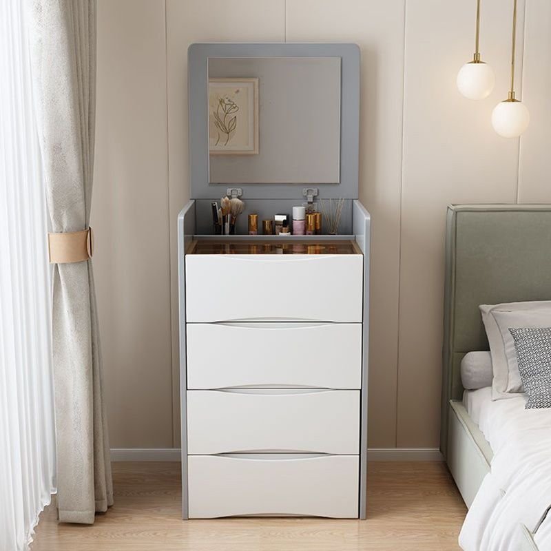 Compact Push-Pull Built In Makeup Vanity with Tabletop Storage, Dividers Included, No Suspended, Makeup Vanity & Stools, Grey
