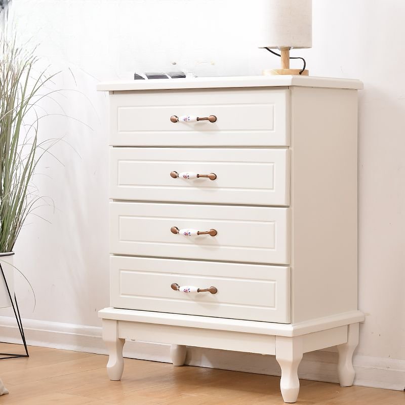 4 Drawers Traditional Cube White Timber Vertical Bachelor Chest, 24"L x 14"W x 31"H