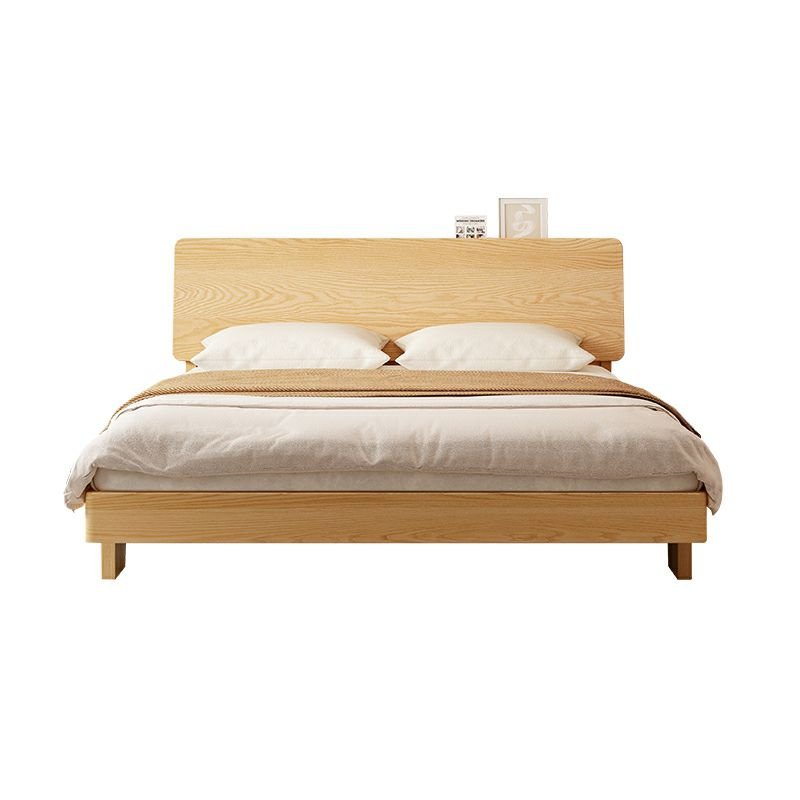 Unfinished Color Wooden Frame Storage Panel Bed with Panel Headboard Bedroom, Tool-Free Assembly, 71"W x 79"L
