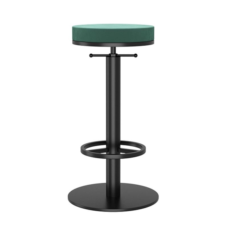 Simplistic Upholstered Turned Turquoise Round Bar Stools for the Pub, Adaptable Height, Green, Backless, Bar Stool(33"H)