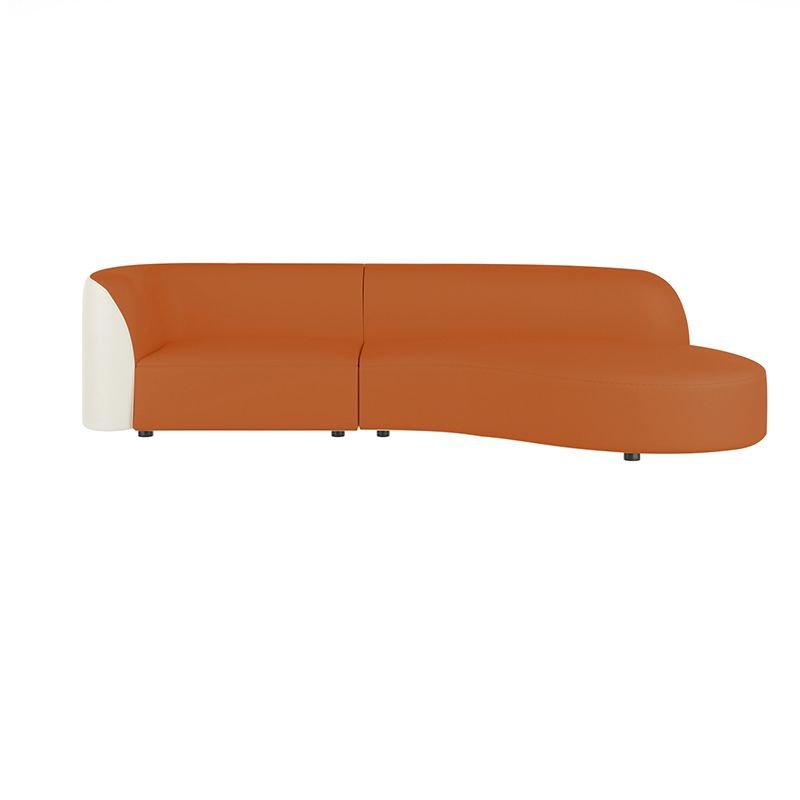 Curved Right Hand Facing Corner Sectional in Orange with Concealed Support for Living Space, 94.5"L x 41.3"W x 27.6"H, Tech Cloth