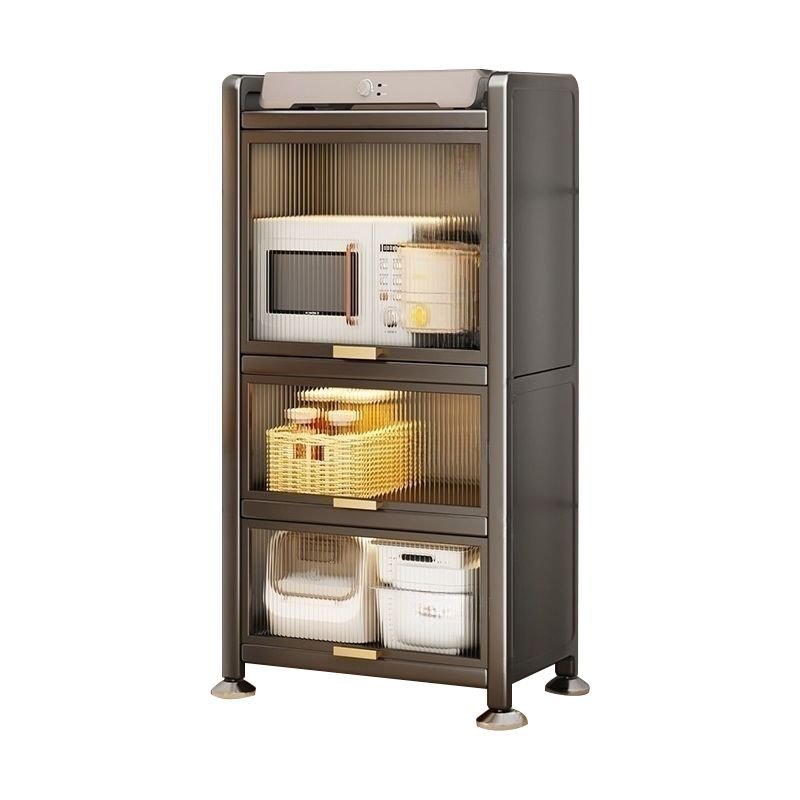 1 Shelf Modern Simple Style Dove Grey Iron Narrow Kitchen Storage Cabinet, Pantry Hutch, 20"L x 14"W x 48"H