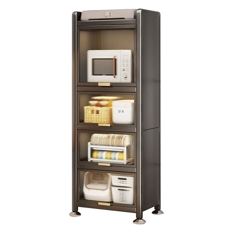 1 Shelf Simplistic Grey Iron Narrow Kitchen Storage Cabinet, Cabinets, 16"L x 14"W x 61"H