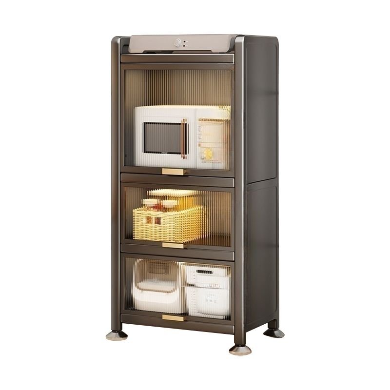 1 Shelf Minimalist Grey Iron Narrow Kitchen Storage Cabinet, Larder, 18"L x 14"W x 48"H
