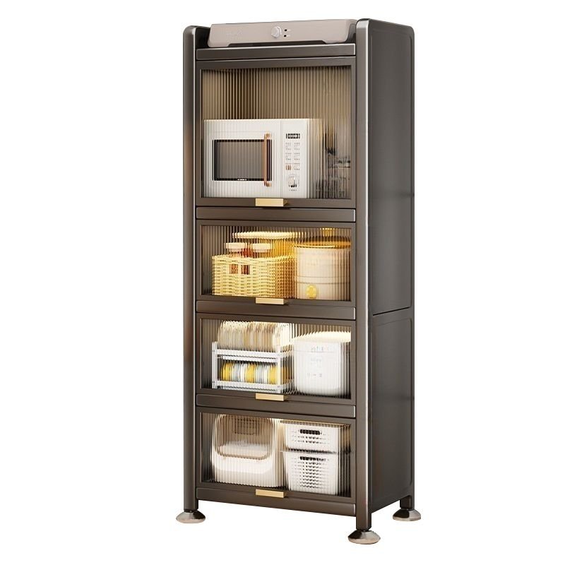 1 Shelf Art Deco Grey Iron Narrow Kitchen Storage Cabinet, Kitchen Cupboards, 20"L x 14"W x 61"H