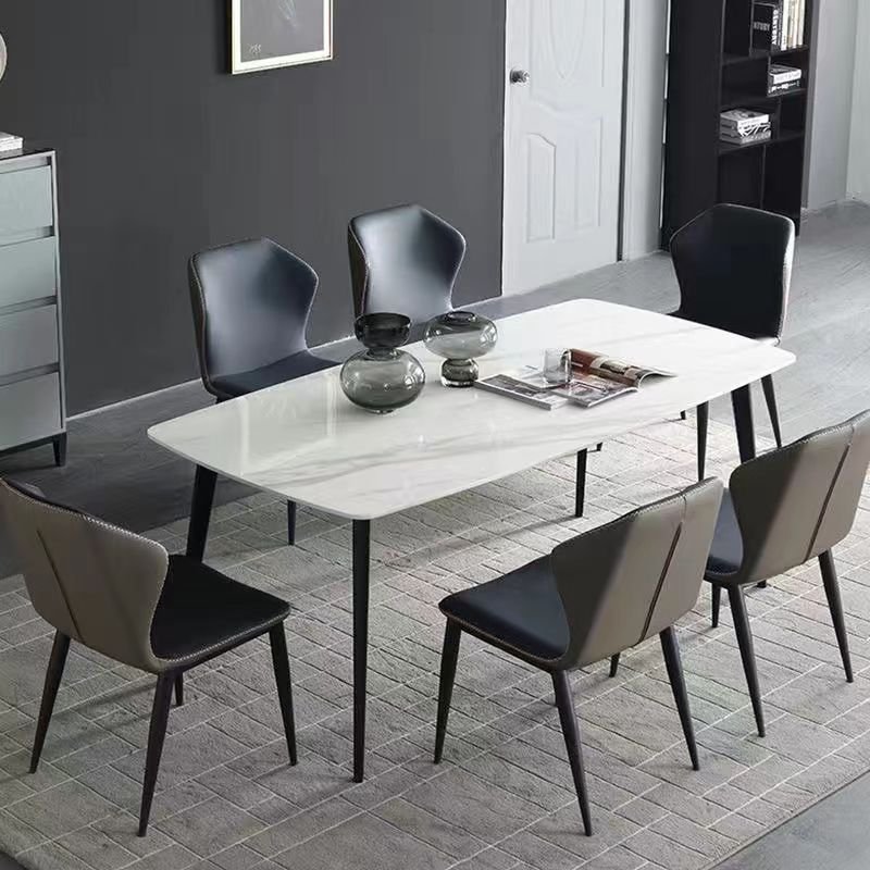 Casual Rectangular Fixed Dining Table Set with a Slate Top in Chalk and 4-Leg, Table, 1 Piece, 47.2"L x 27.6"W x 29.5"H