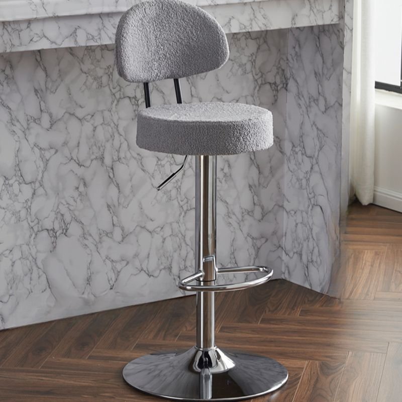 White/Carnation/Butter Color Bow-shaped Back Turn Stools Bar Stools for Pub - Grey Silver Sherpa