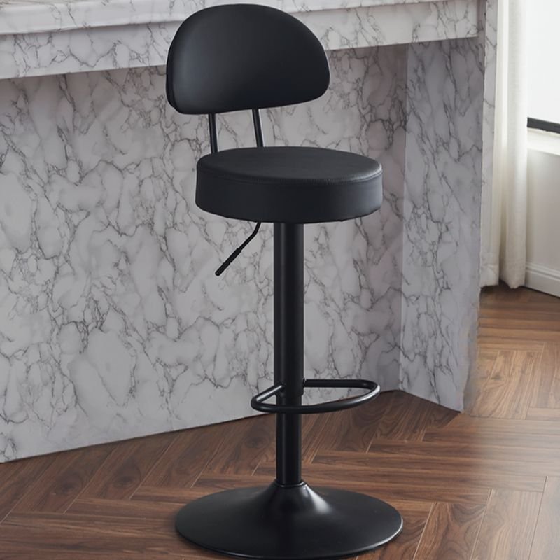 White/Carnation/Butter Color Bow-shaped Back Turn Stools Bar Stools for Pub - Black Faux Leather Black