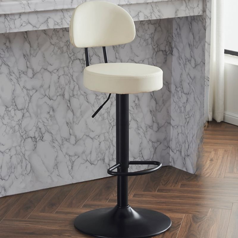 White/Carnation/Butter Color Bow-shaped Back Turn Stools Bar Stools for Pub - White Faux Leather Black