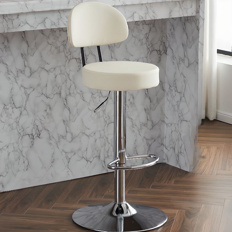 White/Carnation/Butter Color Bow-shaped Back Turn Stools Bar Stools for Pub - White Faux Leather Silver