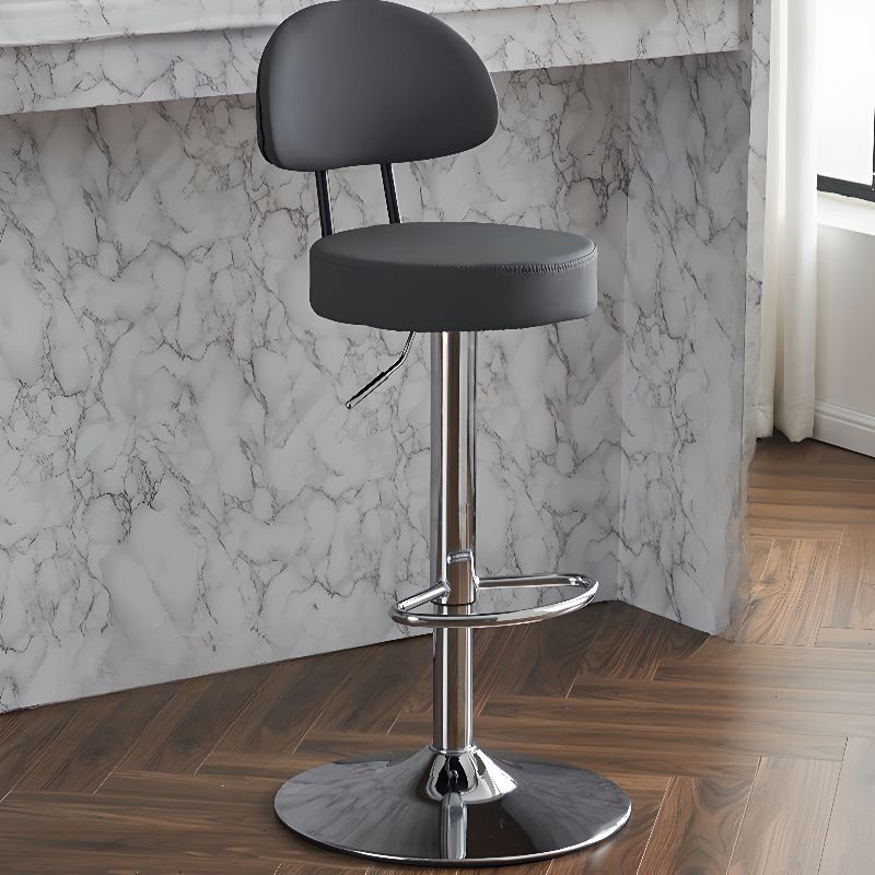 White/Carnation/Butter Color Bow-shaped Back Turn Stools Bar Stools for Pub - Dark Gray Faux Leather Silver