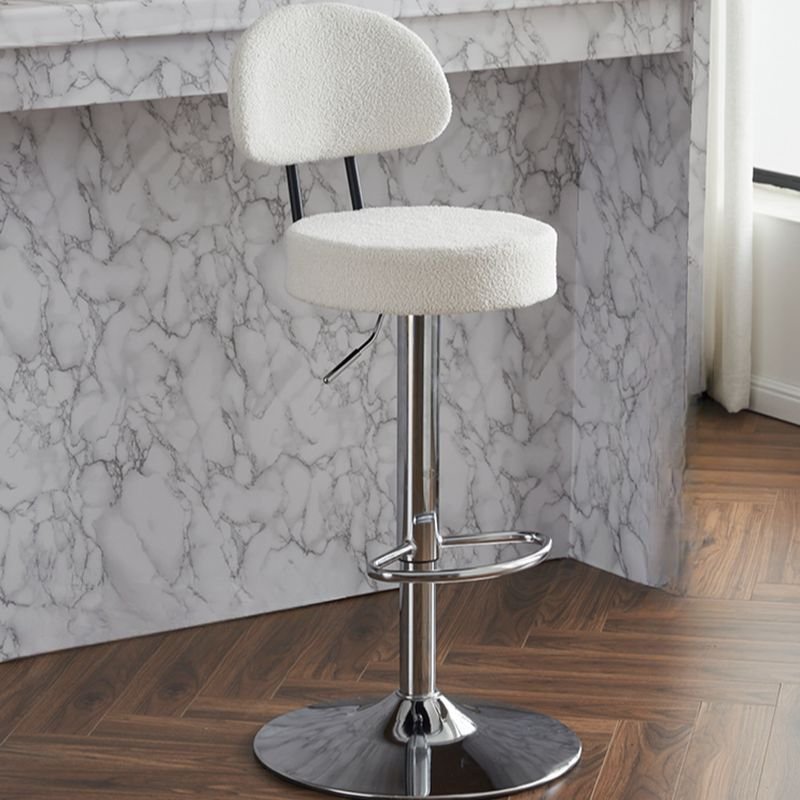White/Carnation/Butter Color Bow-shaped Back Turn Stools Bar Stools for Pub - White Sherpa Silver