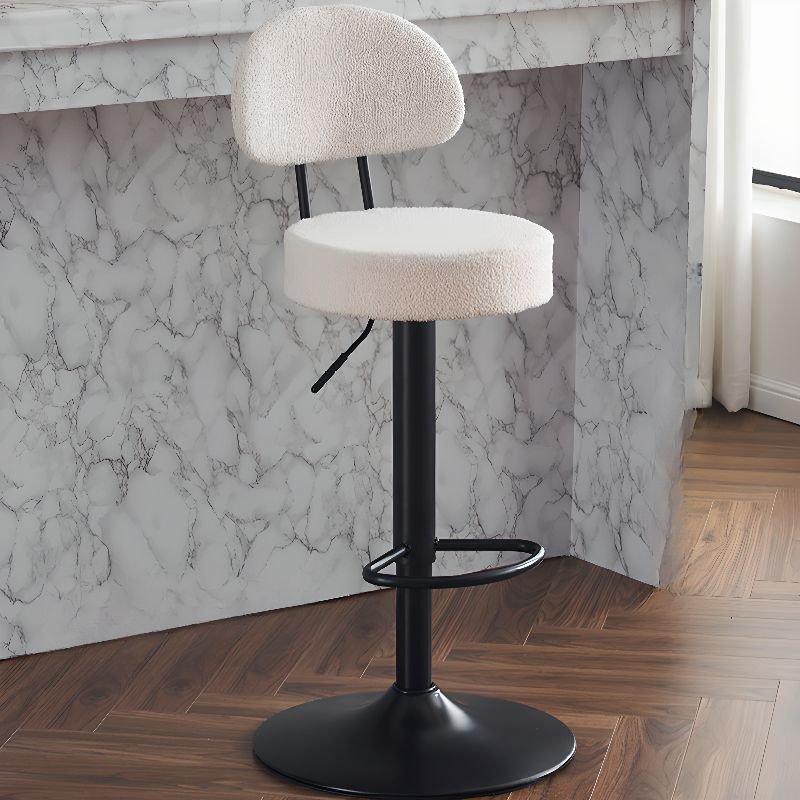 White/Carnation/Butter Color Bow-shaped Back Turn Stools Bar Stools for Pub - White Sherpa Black