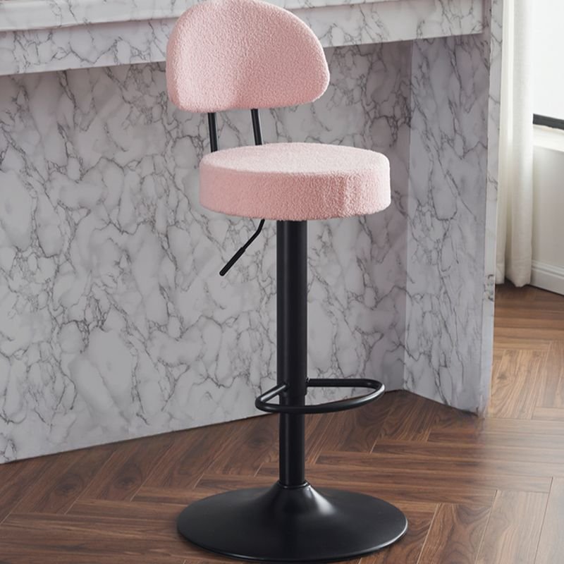 Carnation Turn Stools with Bow-shaped Back Bar Stools for Pub, Pink, Black, Sherpa