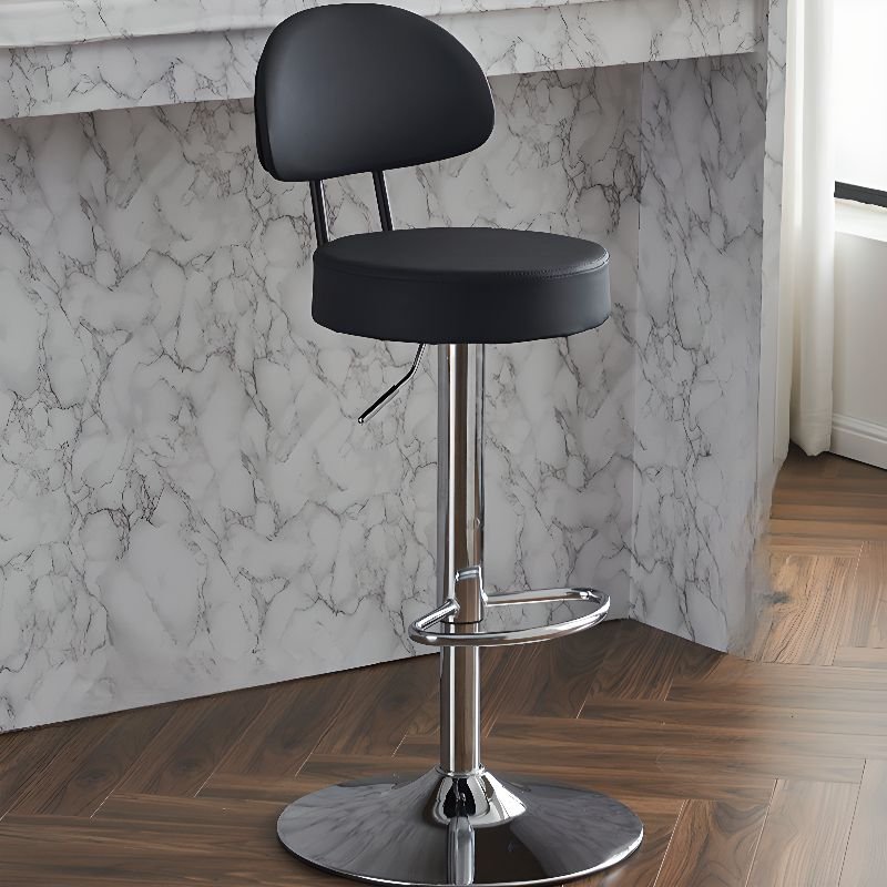 White/Carnation/Butter Color Bow-shaped Back Turn Stools Bar Stools for Pub - Black Faux Leather Silver