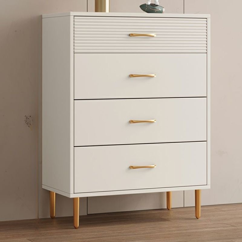 Casual White Raw Wood Vertical Lingerie Chest with 4 Drawers Bedroom, 24"L x 16"W x 36"H