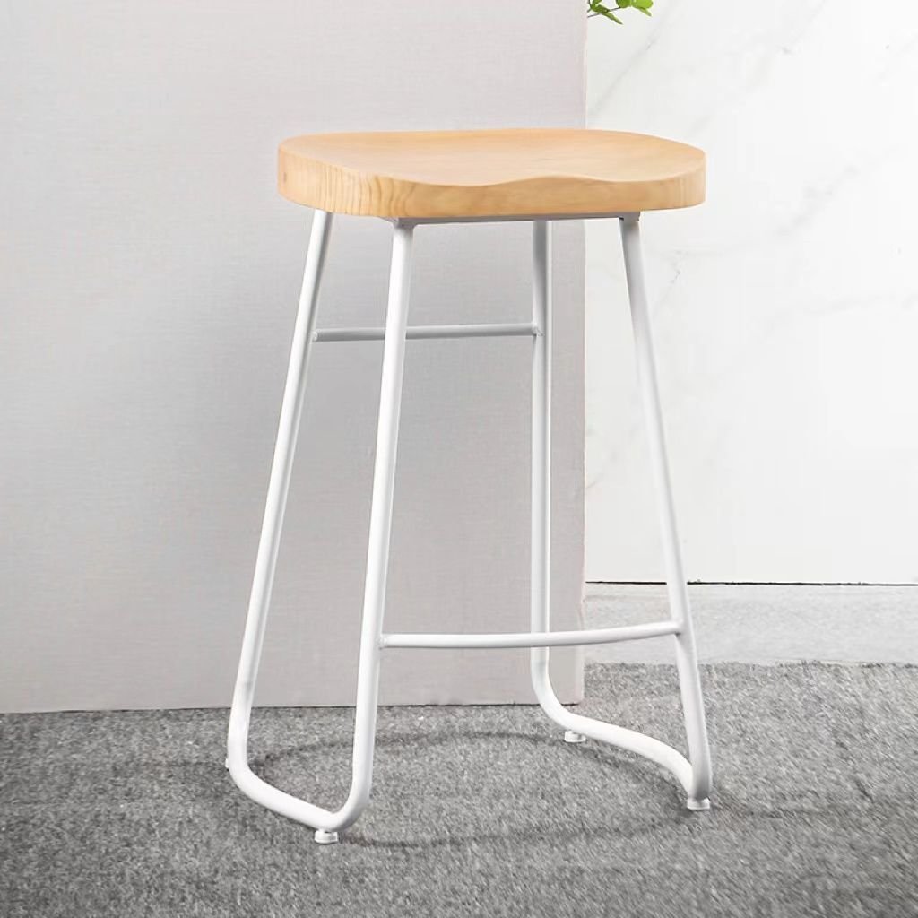 Standard Lumber Bistro Stool with White Base for Bar, Natural, Counter Stool(26"H)
