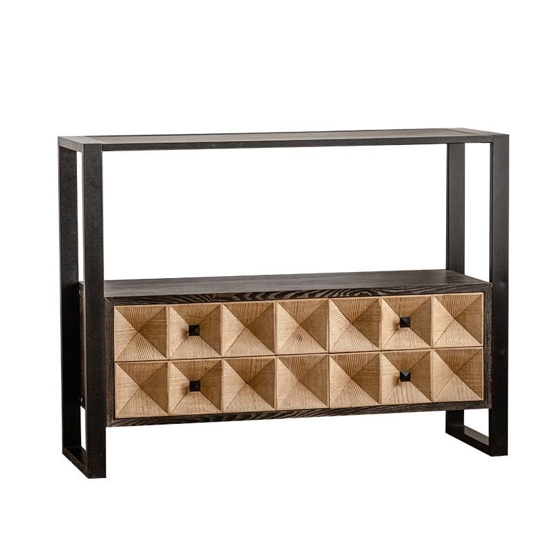 1 Piece 4 Drawers Industrial Solid+composite Wood Wood Scoring Console Desk for Entry Door , 46"L x 15"W x 35"H