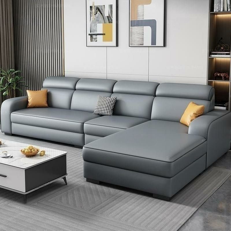 Contemporary Sectional Sofa with Adjustable Pillow and Scratch Resistant Upholstery - Anti Cat Scratch Leather 108"L x 63"W x 31"H Grey
