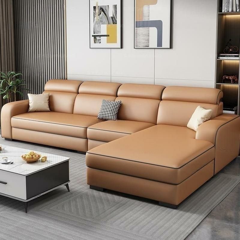 Contemporary Sectional Sofa with Adjustable Pillow and Scratch Resistant Upholstery - Anti Cat Scratch Leather 108"L x 63"W x 31"H Orange