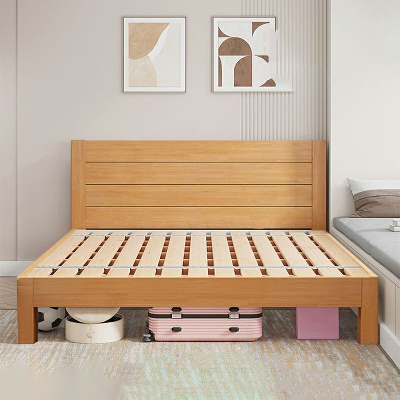 Trendy Wood Platform Bed with Panel Headboard & Leg Living Room, 39"W x 79"L, Wood