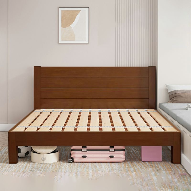 Trendy Wood Panel Bed with Panel Headboard & Leg Bedroom, 71"W x 79"L, Walnut