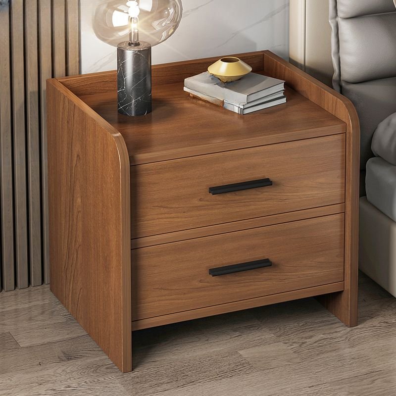 2 Tiers Stylish Engineered Wood Drawer Storage Nightstand, Sandalwood Color, 2 Drawers, 16"L x 16"W x 16.5"H