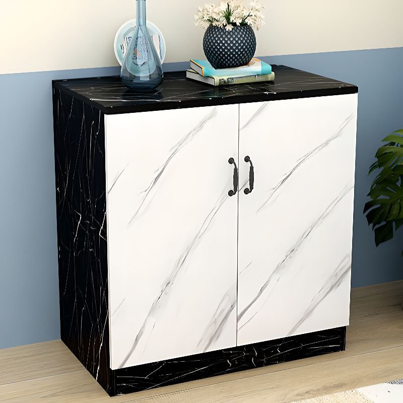 1 Exterior Shelf Modern Detached Ink Reclaimed Wood Utility Storage Cabinet with Cabinet & Pull Bars, Black and White