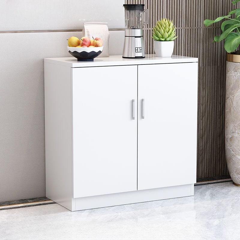 1 Exterior Shelf Contemporary Standalone White Manufactured Wood Accent Cabinet with Storage Cabinet & Drawer Bars, White