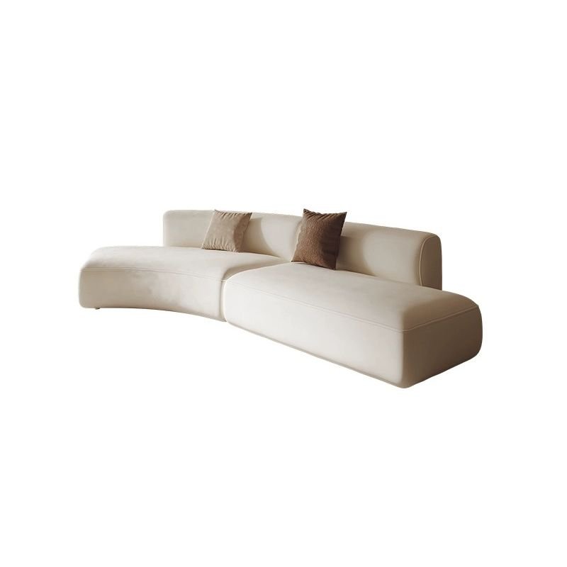 5-Seater Curved Left Corner Sectional with Natural Wood Frame and Concealed Support, 126"L x 31"W x 31"H, Frosted Velvet