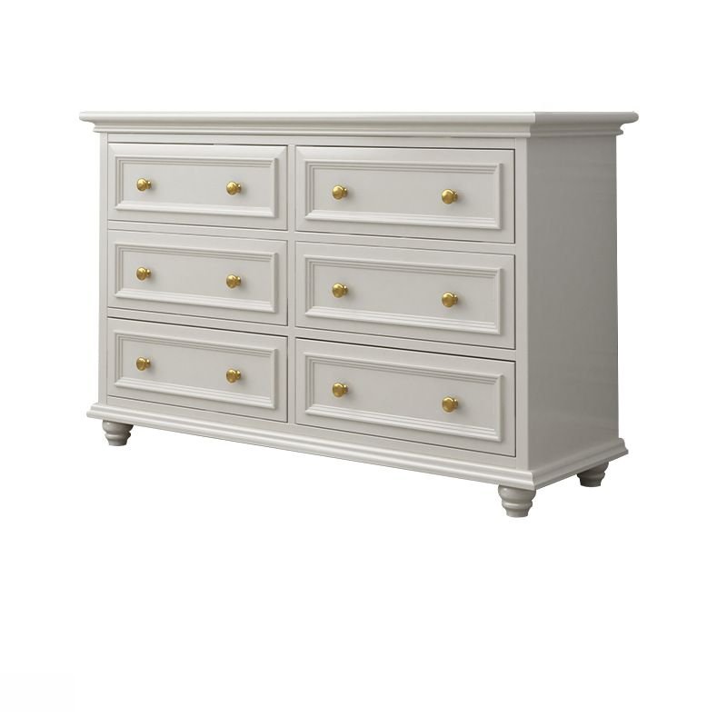 6 Drawers Luxurious Chalk Natural Wood Horizontal Console Dresser for Sleeping Room, 39"L x 18"W x 31"H