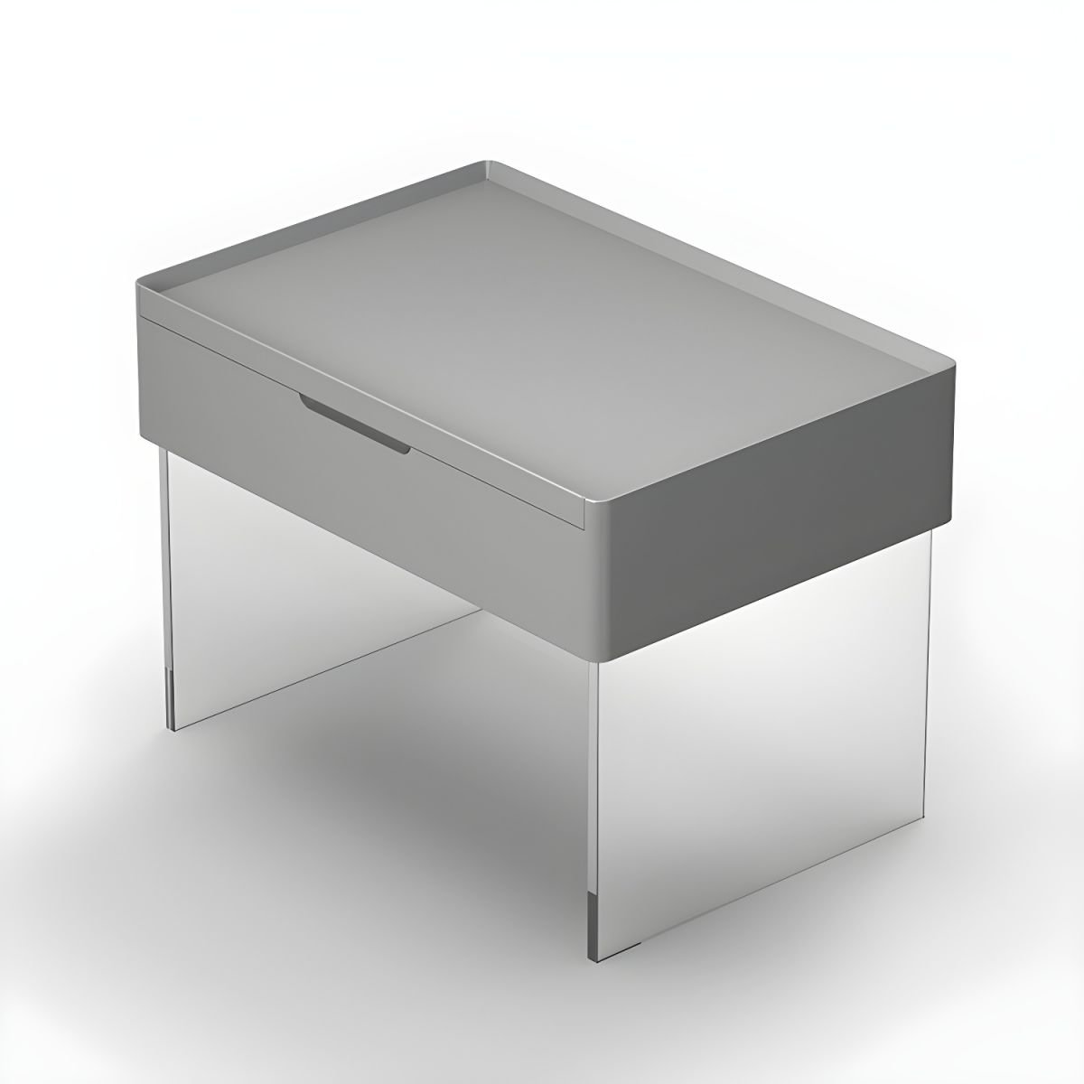 Composite wood Small Dressing Table Simplistic Gray with Double Base