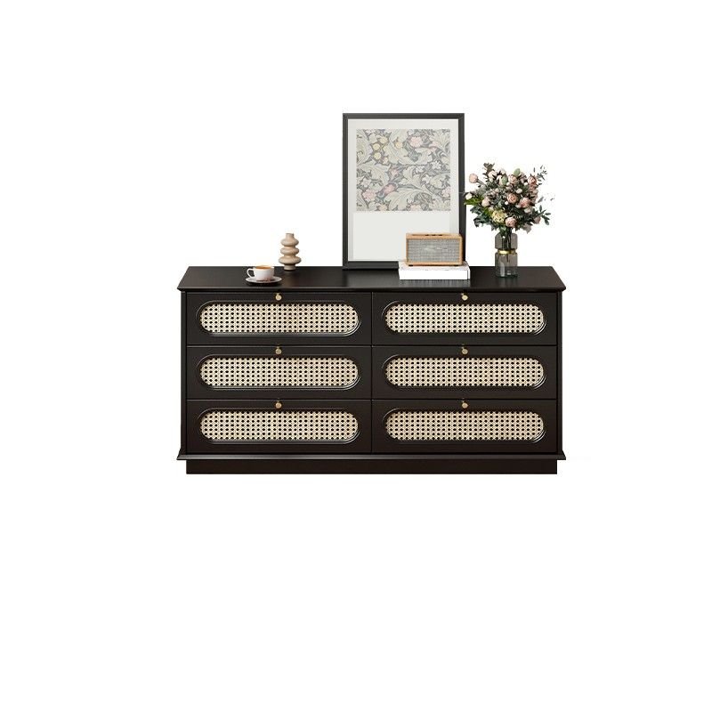 Casual Ink Solid+Manufactured Wood Woven Console Dresser 3 Tiers, 47"L x 16"W x 24"H