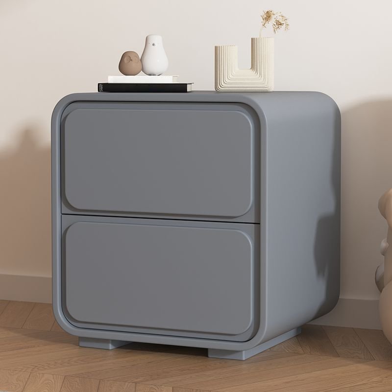 2 Drawers Contemporary Pu Nightstand With Drawer Storage with Leg, Gray Blue, 16"L x 16"W x 20"H