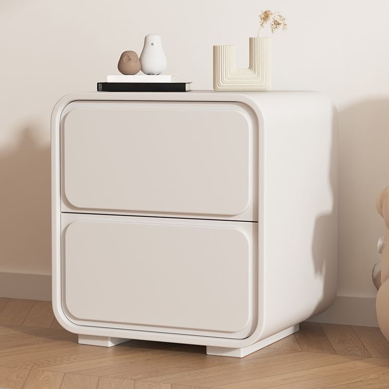 2 Drawers Modern Simple Style Pu Nightstand With Drawer Storage with Leg, Beige, 16"L x 16"W x 20"H