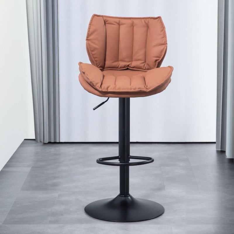 Adaptable Height Modern Brown Leatherette Saddle Seat Swivel Bar Stools with Wingbacked Chair, Black, Coffee