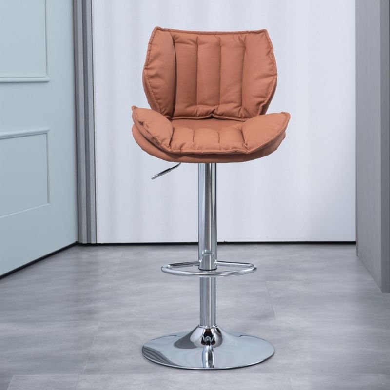 Adjustable Lift Minimalist Sepia Pleather Horse Seat Rotating Bistro Stool with Winged-back Chair, Silver, Coffee