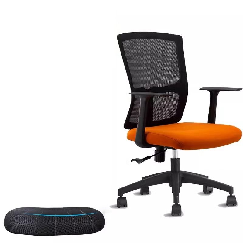 Adult Office Furniture with Airy Cushions, Cross-Leg Design, Tangerine Color Seating, Tilt Lock, and Back Support, Orange, Nylon