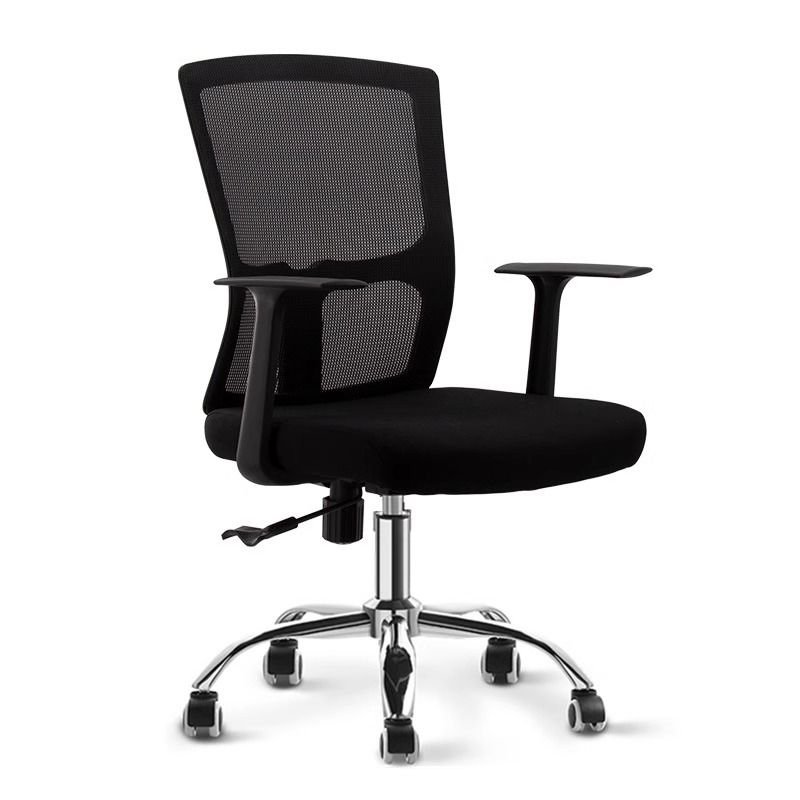 Adult Office Furniture with Airy Cushions, Cross-Leg Design, Tilt Lock, and Back Support, Black, Steel