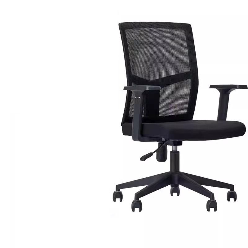 Adult Office Furniture with Airy Cushions, Cross-Leg Design, Tilt Lock, and Back Support, Black, Nylon