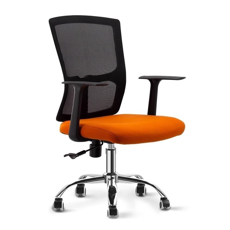 Adult Office Furniture with Airy Cushions, Cross-Leg Design, Tangerine Color Seating, Tilt Lock, and Back Support, Orange, Steel