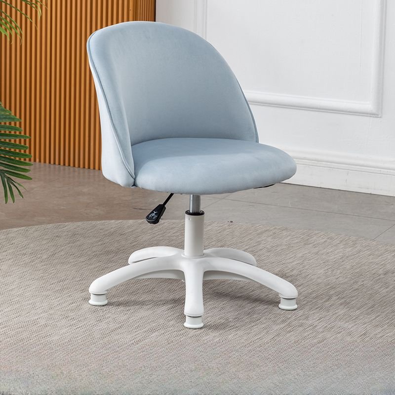 Minimalist Rotatable Ergonomic Lifting Light Blue Upholstered Studio Chairs, Blue/Gray, Casters Not Included, Without Footrest, Flannel