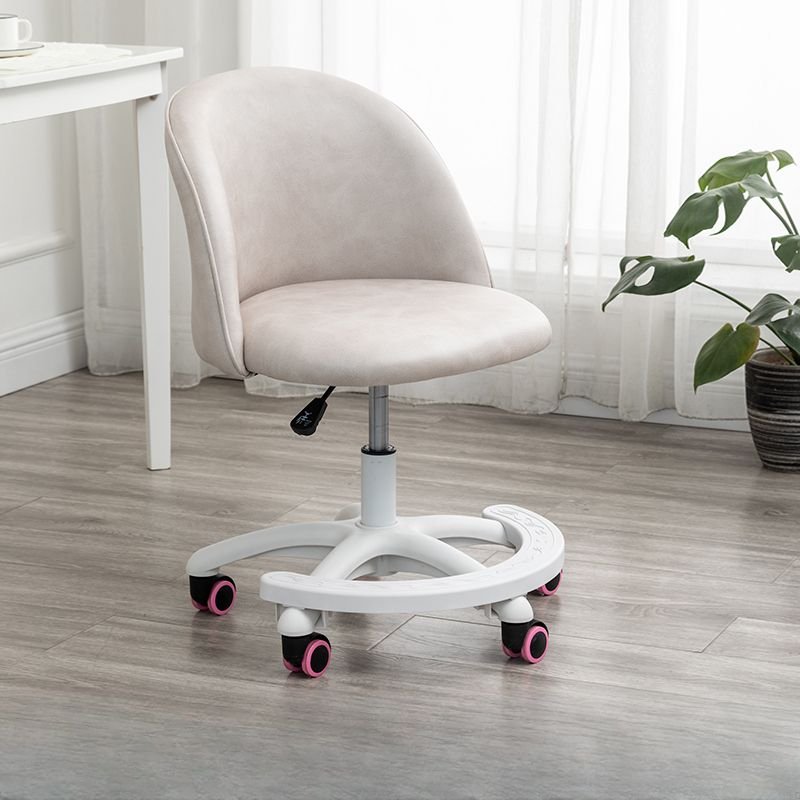 Art Deco Ergonomic Swivel Height Adjustable Light Blue PU Office Furniture with Footrest and Wheels, Beige, Tech Cloth