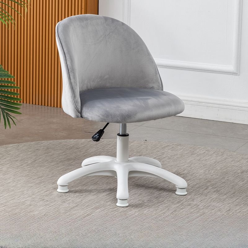 Minimalist Rotating Ergonomic Lifting Grey Upholstered Task Chair, Gray, Casters Not Included, Without Footrest, Flannel