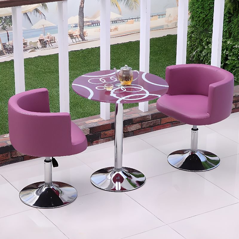 3 Piece Flexible Seating Elevation Turned Flexible Dining Table Set with Tulip Flower Base and a Lavender Tabletop for 2 Chairs, Table & Chair(s), Violet
