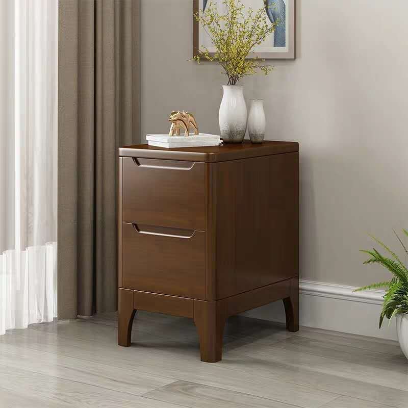 Simplistic Solid Wood 2 Tiers Nightstand With Drawer Organization, Nut-Brown, 8"L x 16"W x 20"H