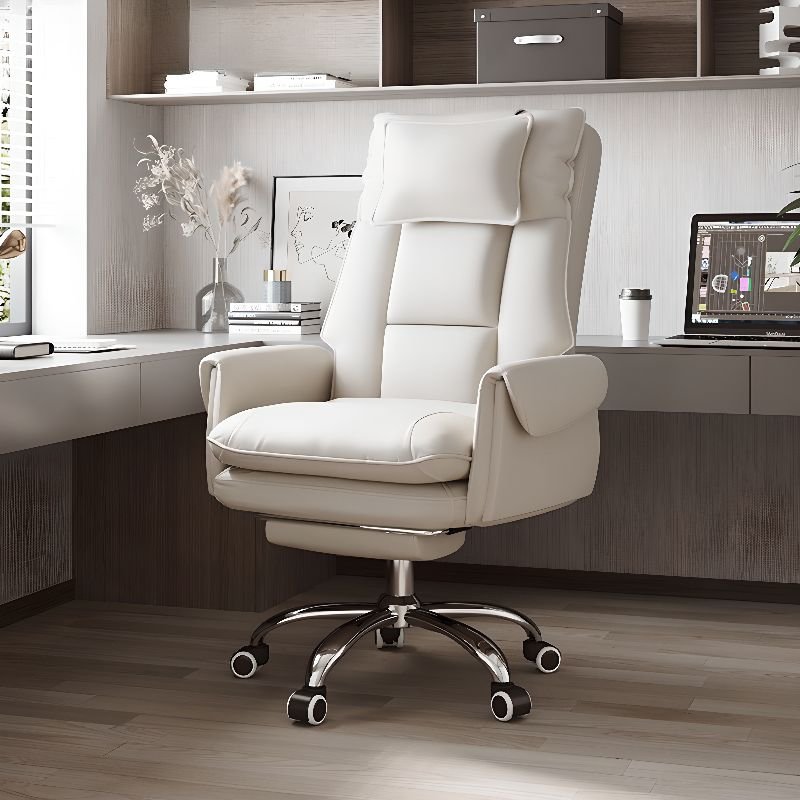 Adult Beige Office Furniture with Air, Reclining, and Back Support, With Footrest, Beige