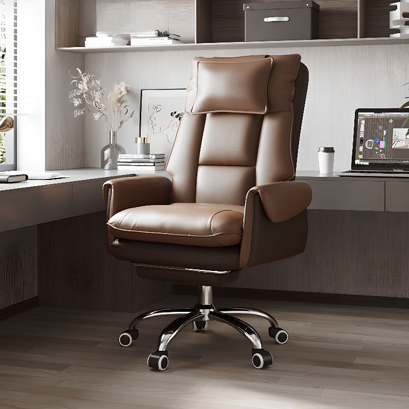 Adult Sepia Office Furniture with Air, Reclining, and Back Support, With Footrest, Light Brown