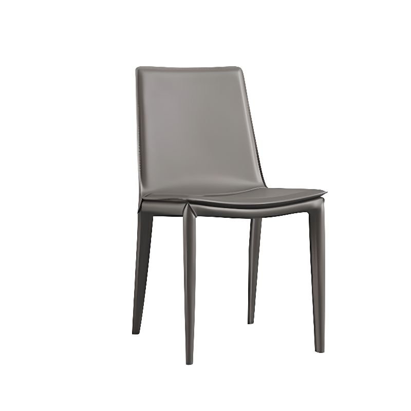 Dining Room Armless Chair with Foot Pads, Outlined Frame, and Sturdy Build, Grey